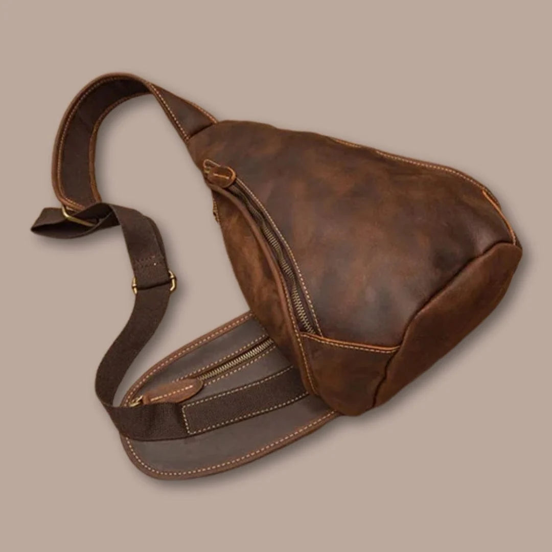 GOXILO | Elegant Brown Leather Crossbody Bag Fanny Pack