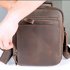 GOLIXO | Genuine Leather Messenger Bag for Men - 9.7" iPad Crossbody Shoulder Bag