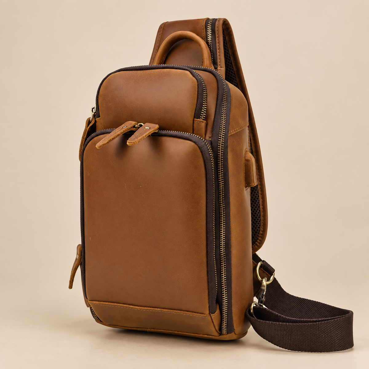 GOLIXO | Handmade Mens Leather Sling Bag Fanny Pack