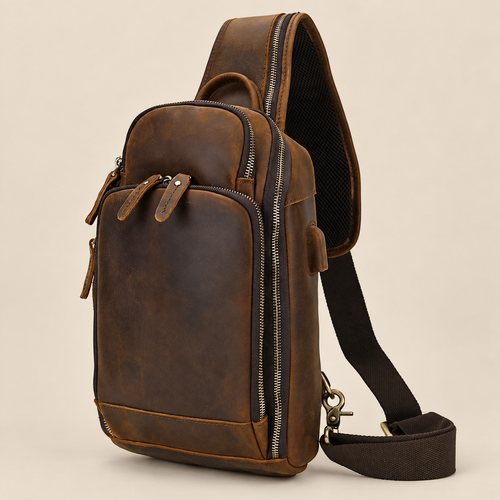 GOLIXO | Handmade Mens Leather Sling Bag Fanny Pack