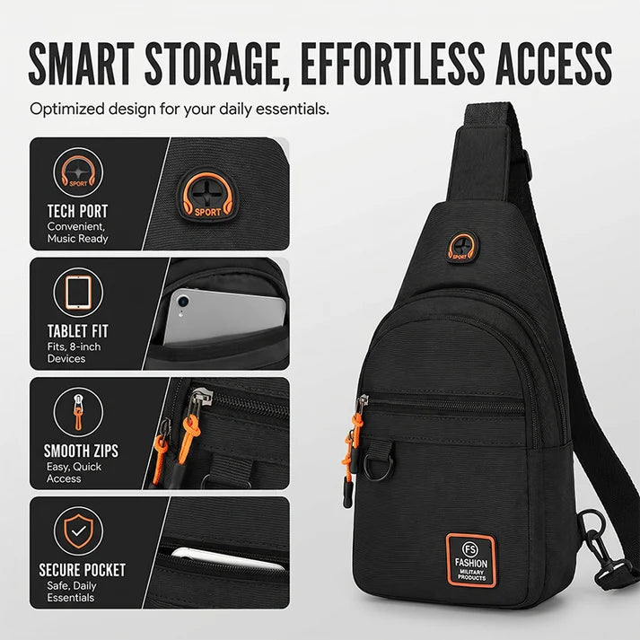 Waterproof Multi-pocket Crossbody Sling Bag 4.5L