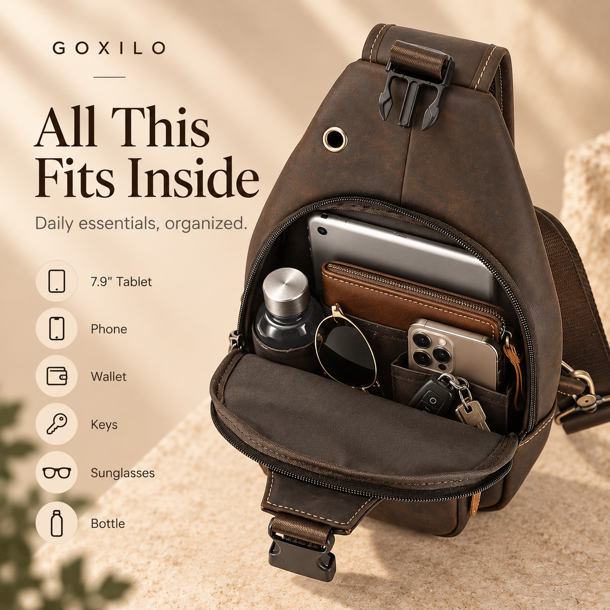 GOXILO | Heritage Genuine Leather Sling Bag