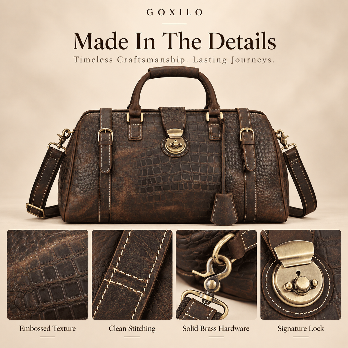 GOXILO | Heritage Croc-Embossed Weekender