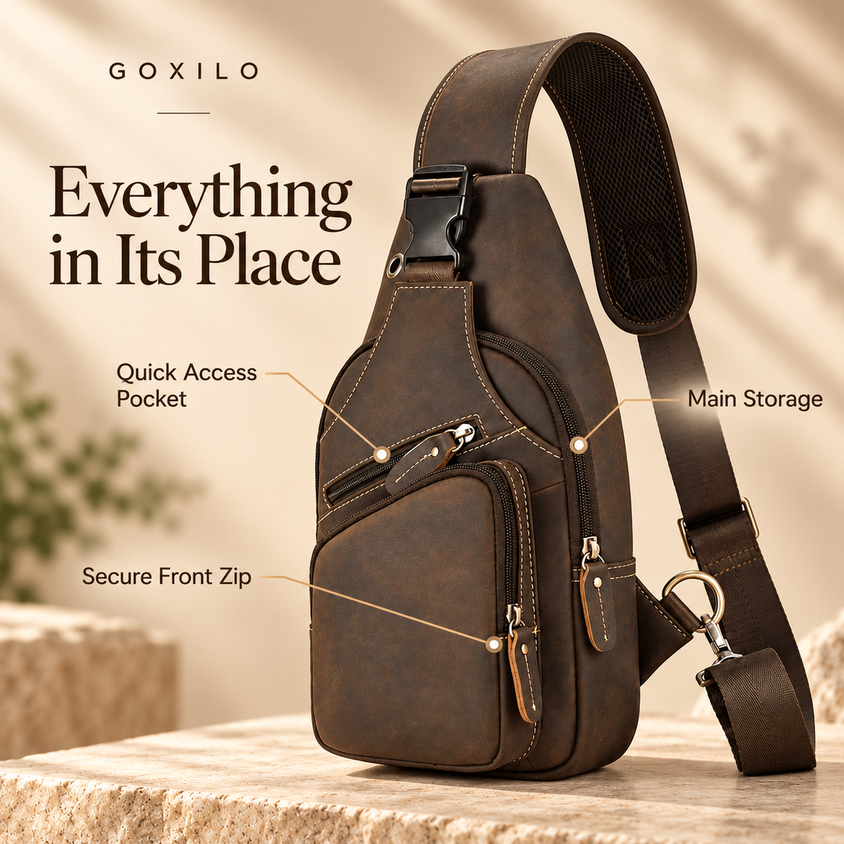 GOXILO | Heritage Genuine Leather Sling Bag