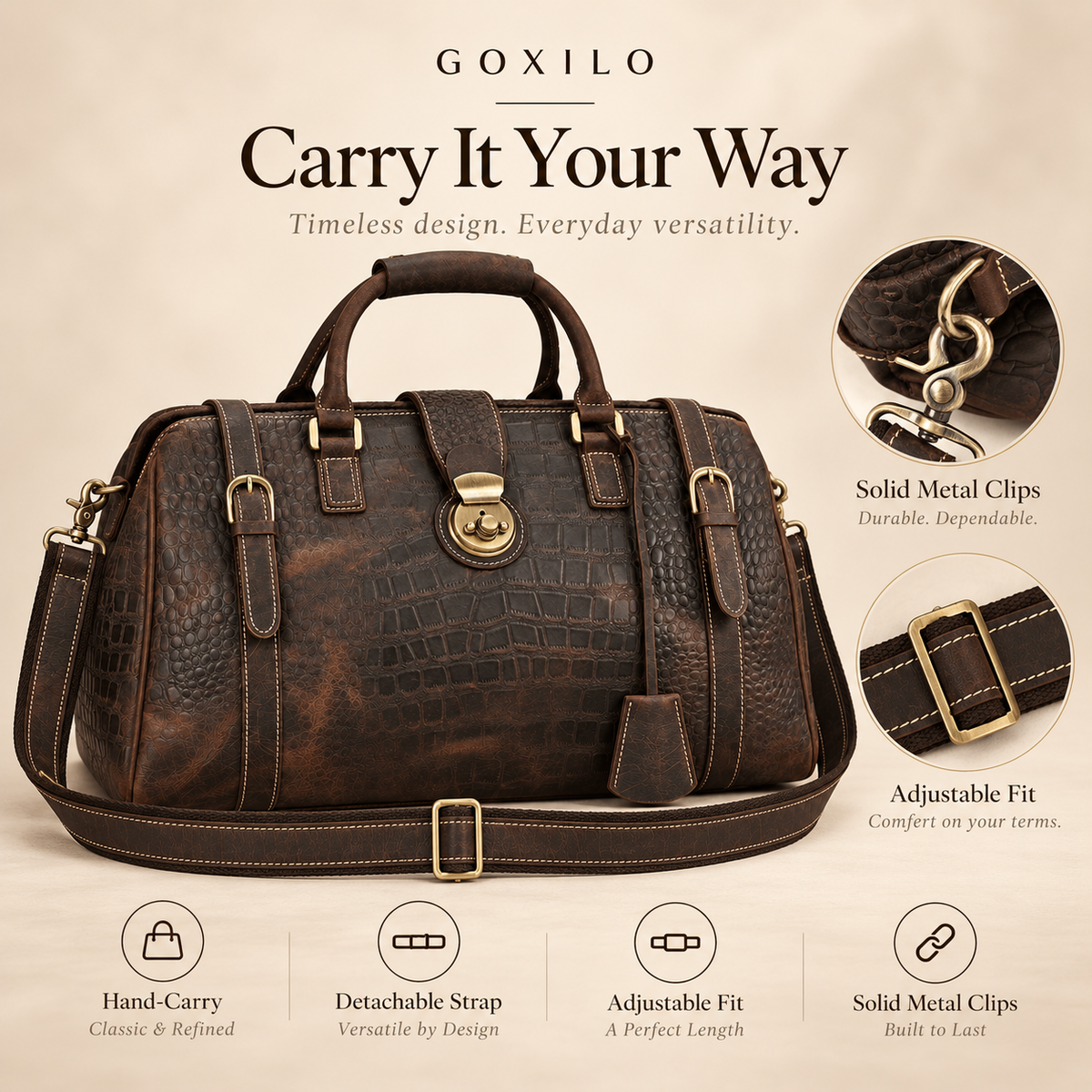 GOXILO | Heritage Croc-Embossed Weekender
