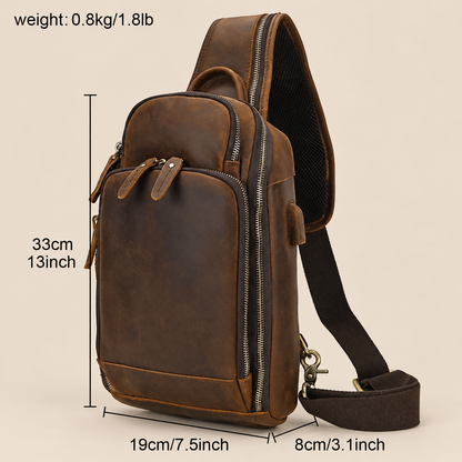 GOLIXO | Handmade Mens Leather Sling Bag Fanny Pack