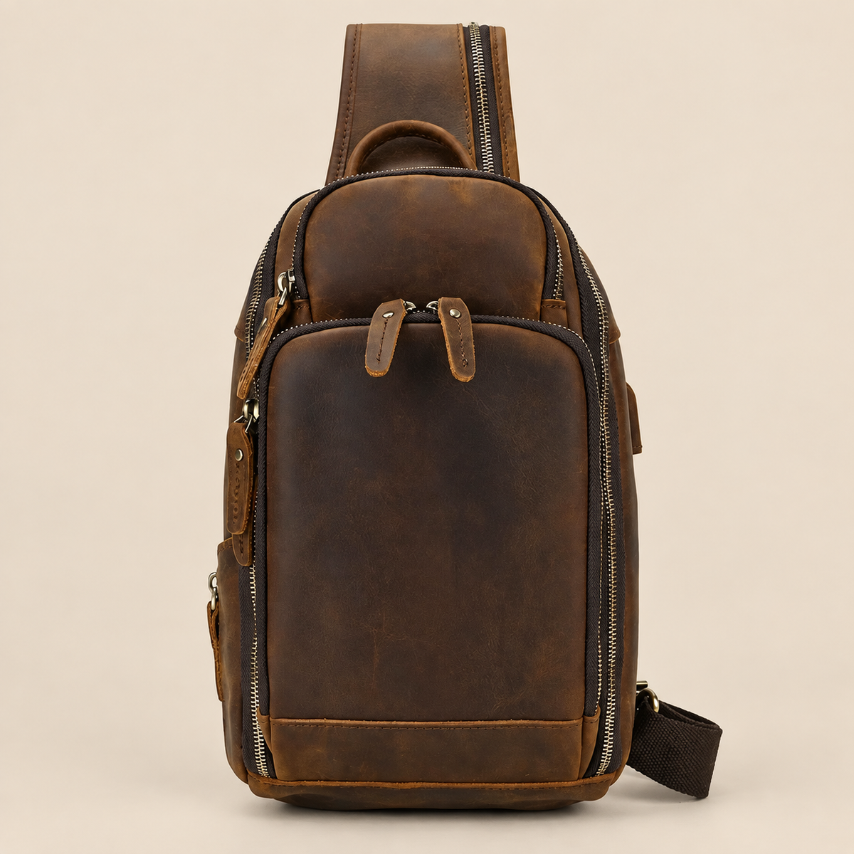 GOLIXO | Handmade Mens Leather Sling Bag Fanny Pack