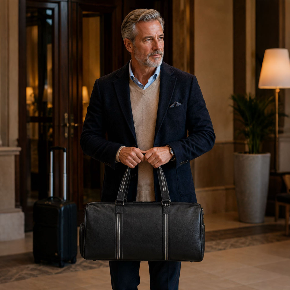 Black Genuine Leather Weekend Bag