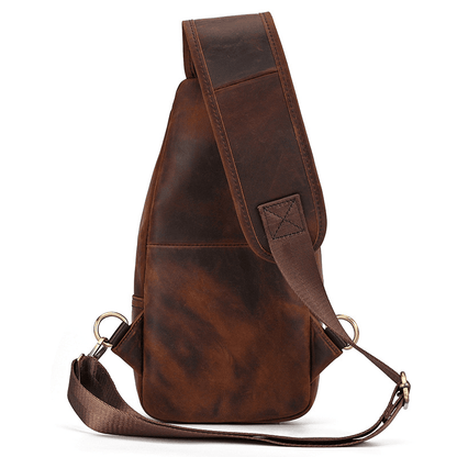 Men's Leather Crossbody Bag with USB Charging Port - Premium Cowhide Sling Bag