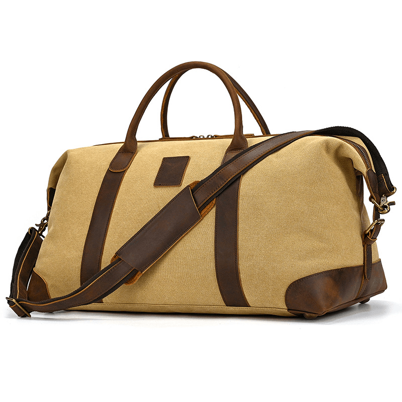 Canvas Genuine Leather Big Capacity Duffle Bag