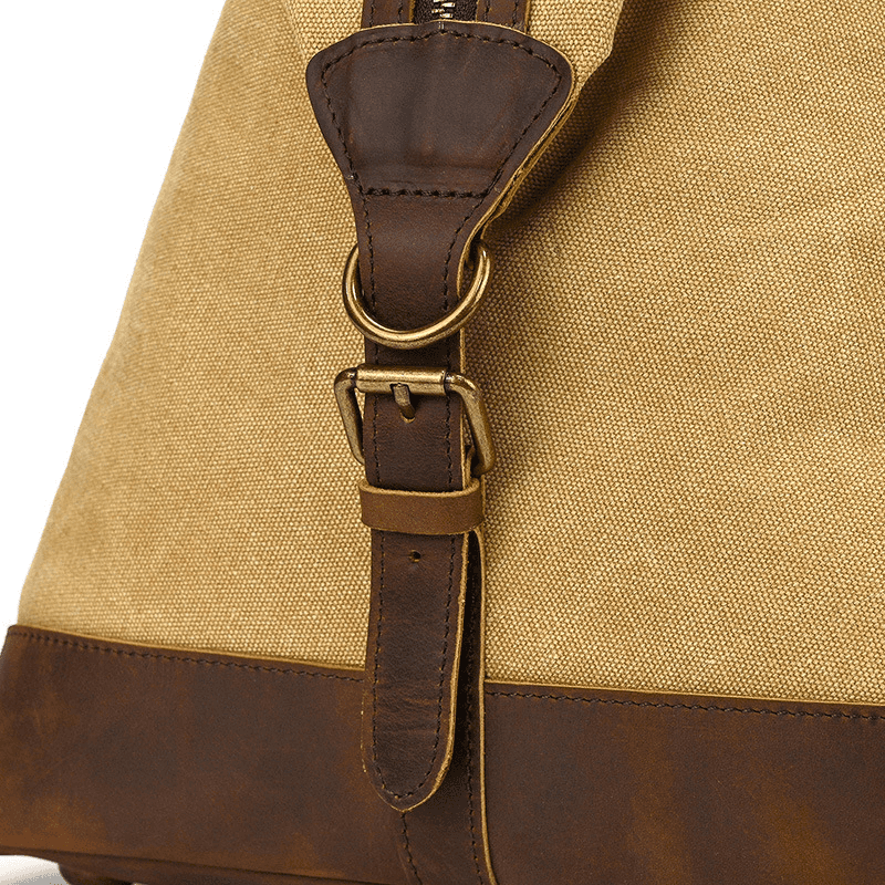 Canvas Genuine Leather Big Capacity Duffle Bag