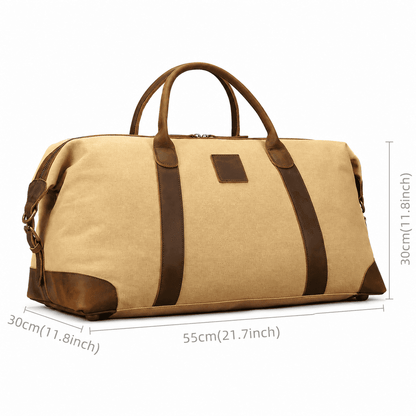 Canvas Genuine Leather Big Capacity Duffle Bag