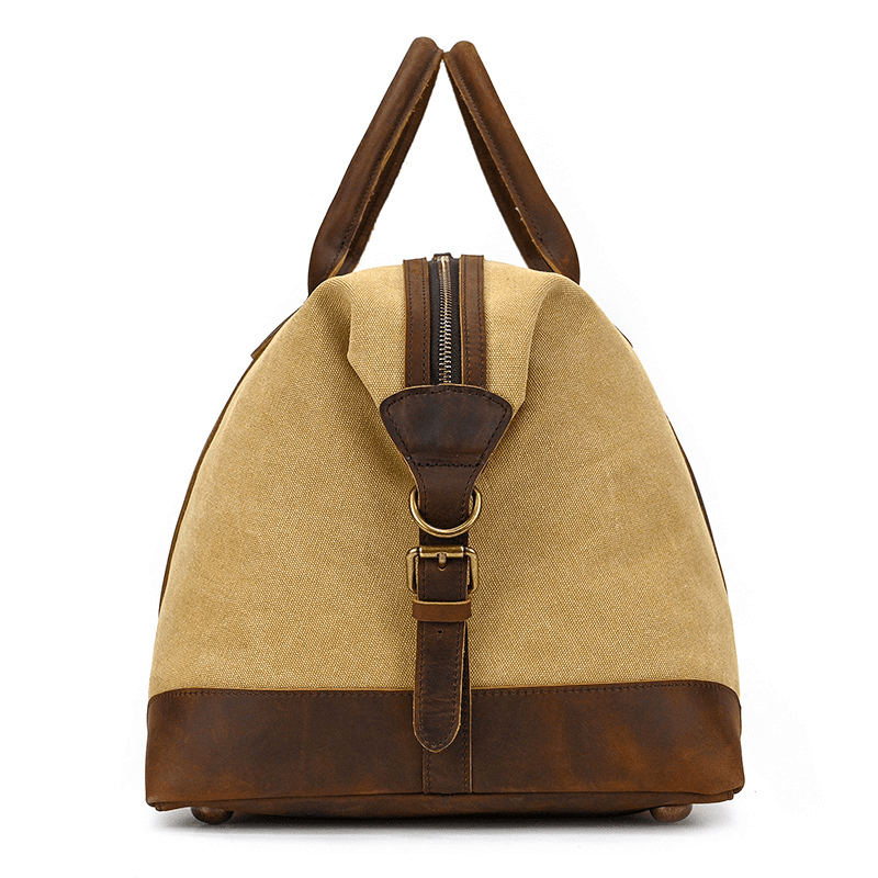 Canvas Genuine Leather Big Capacity Duffle Bag
