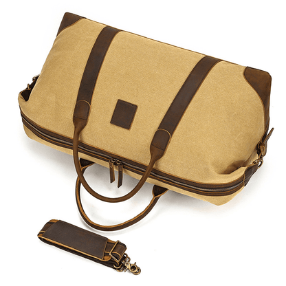 Canvas Genuine Leather Big Capacity Duffle Bag