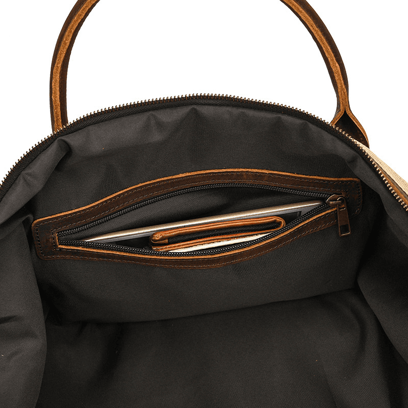 Canvas Genuine Leather Big Capacity Duffle Bag