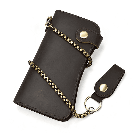 Genuine Leather Bifold Long Wallet Snap Card Holder