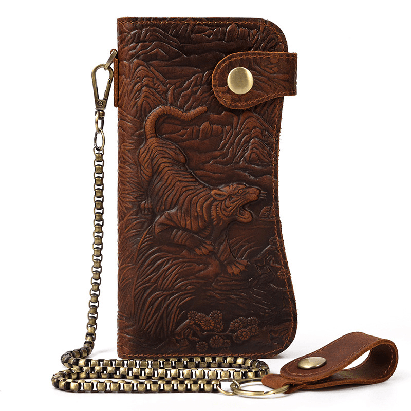 Genuine Leather Bifold Long Wallet Snap Card Holder