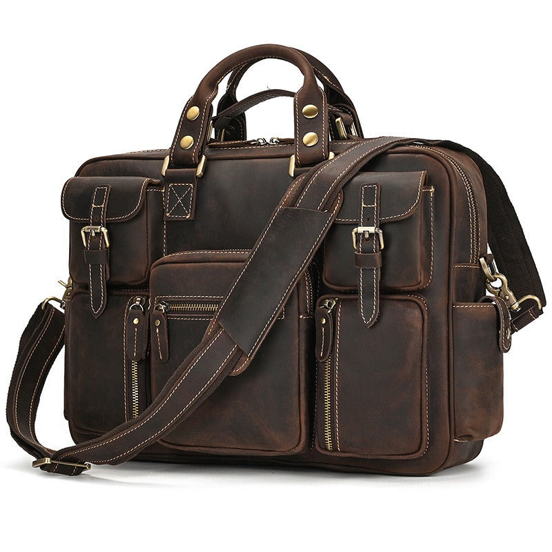 Leather Laptop Briefcase for Work and Travel