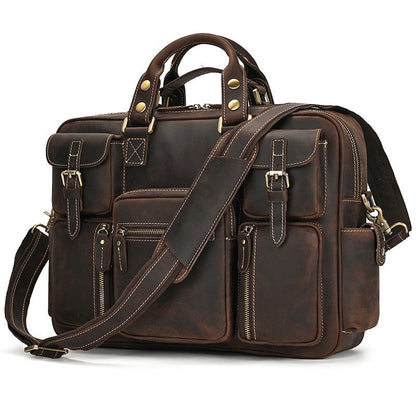 Leather Laptop Briefcase for Work and Travel