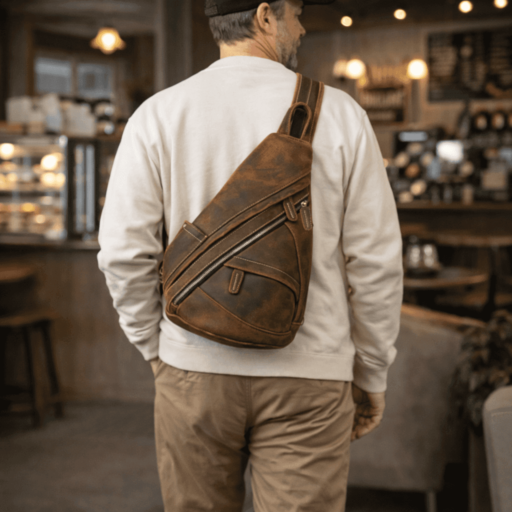 Leather Convertible Backpack Crossbody Bag Fanny Pack