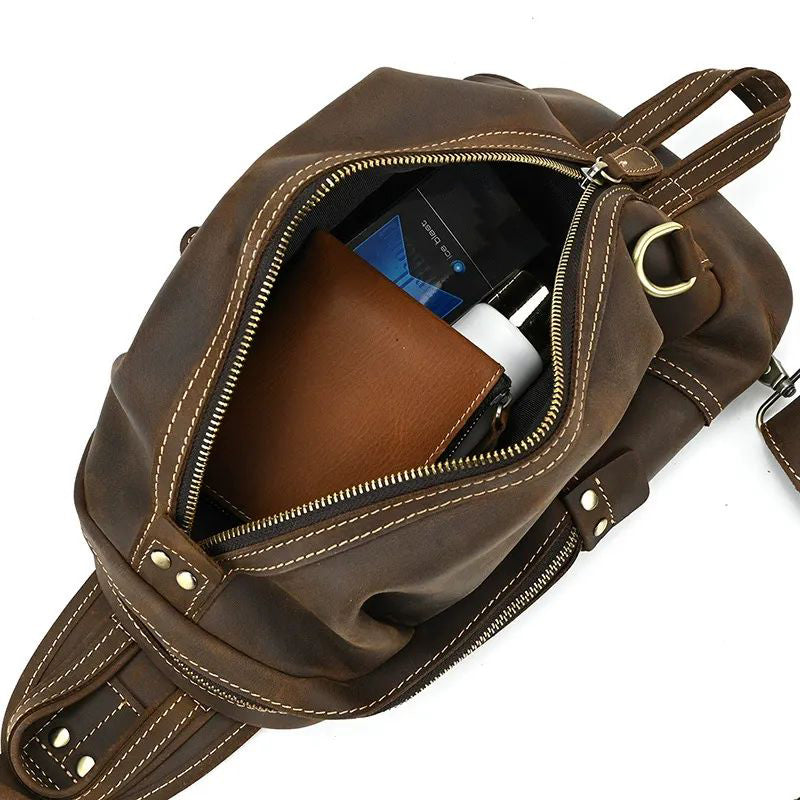 Premium Cross Body Brown Leather Bag Fanny Pack