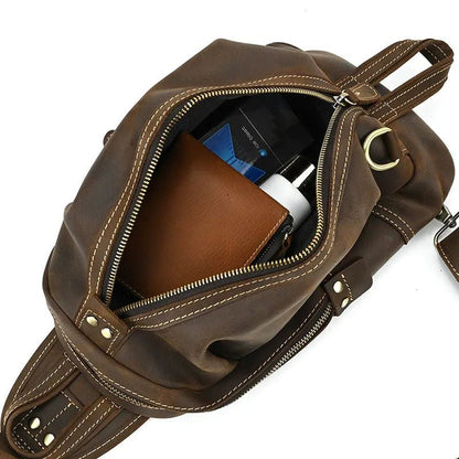 Premium Cross Body Brown Leather Bag Fanny Pack
