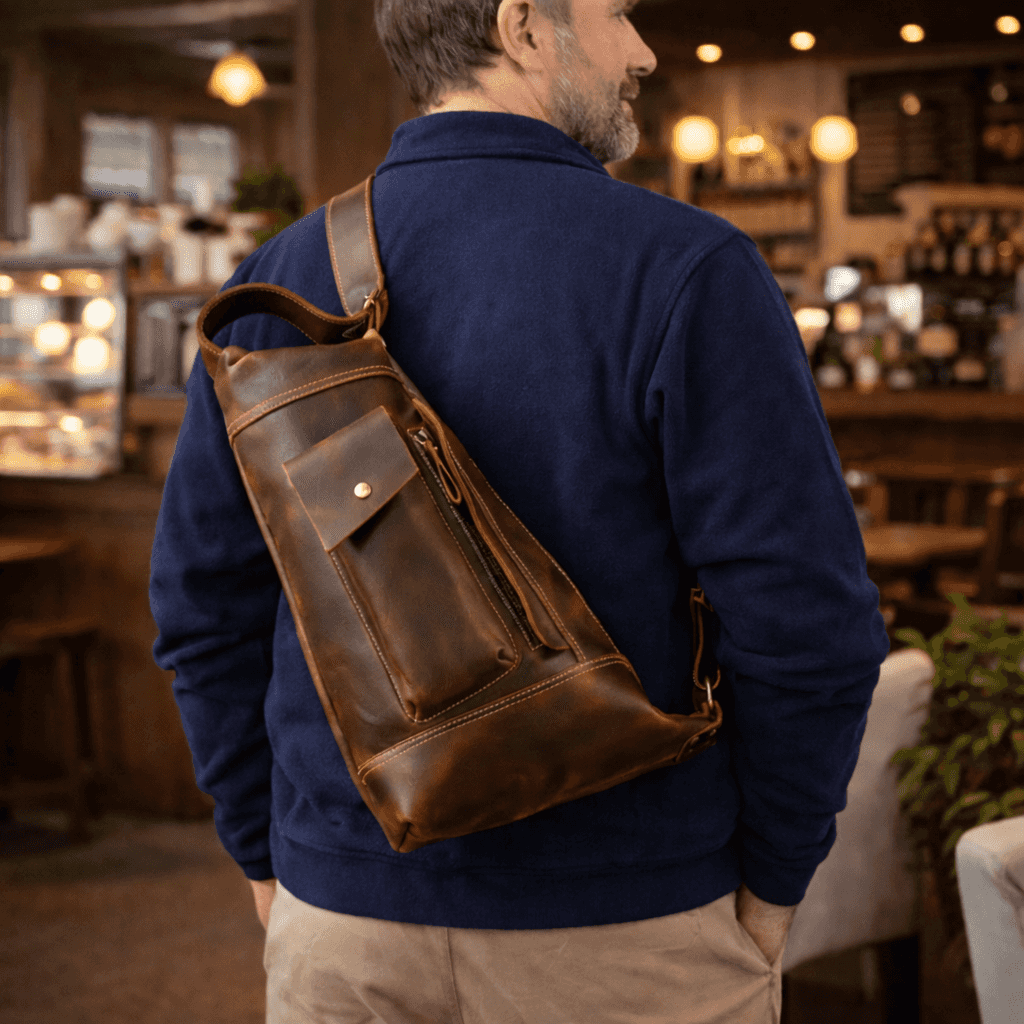 Premium Handmade Leather Sling Bag Fanny Pack