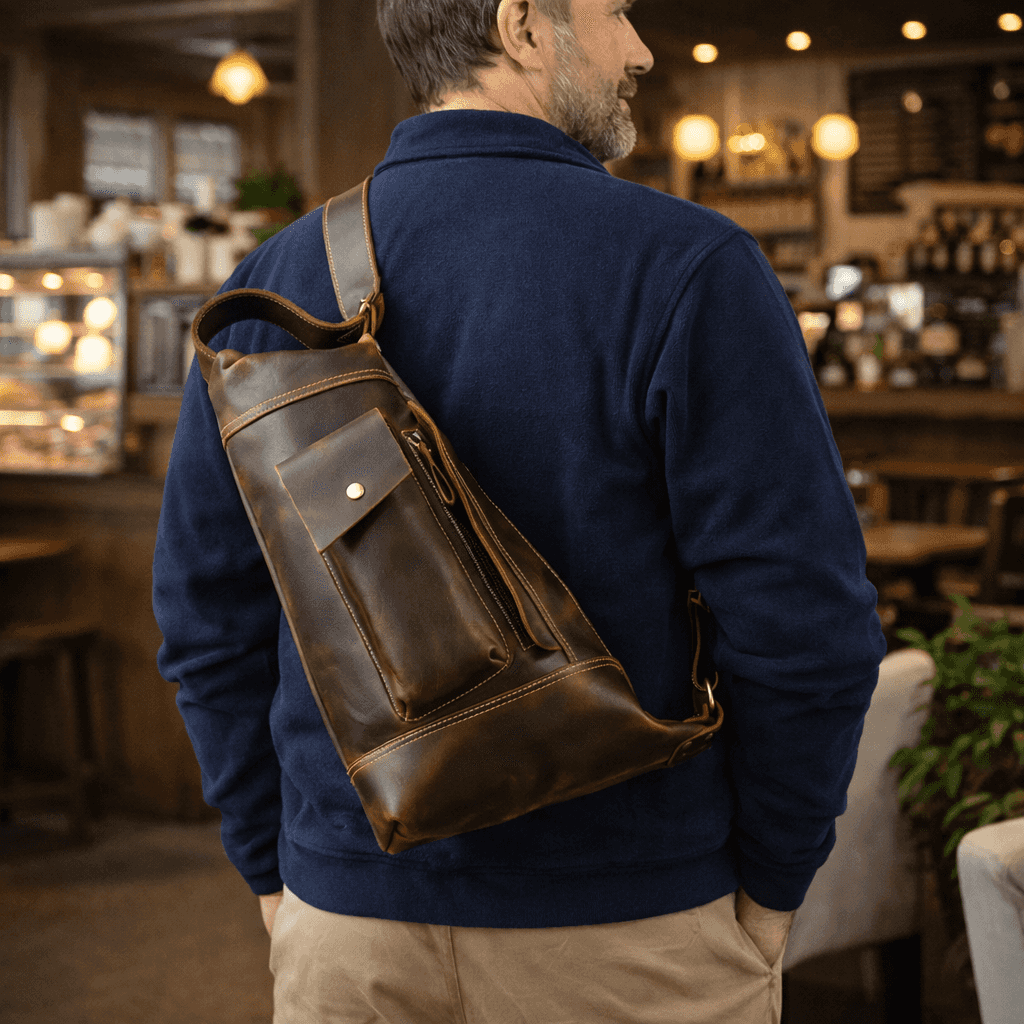 Premium Handmade Leather Sling Bag Fanny Pack