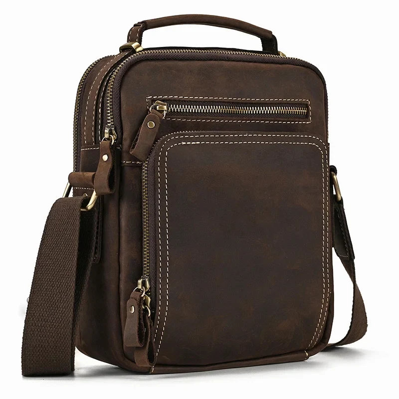 Genuine Leather Messenger Bag for Men - 9.7" iPad Crossbody Shoulder Bag