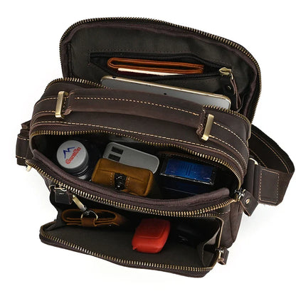 Genuine Leather Messenger Bag for Men - 9.7" iPad Crossbody Shoulder Bag