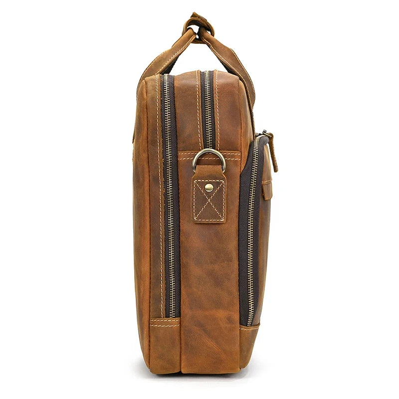 Handmade Full-Grain Leather Briefcase – Fits 17" Laptop