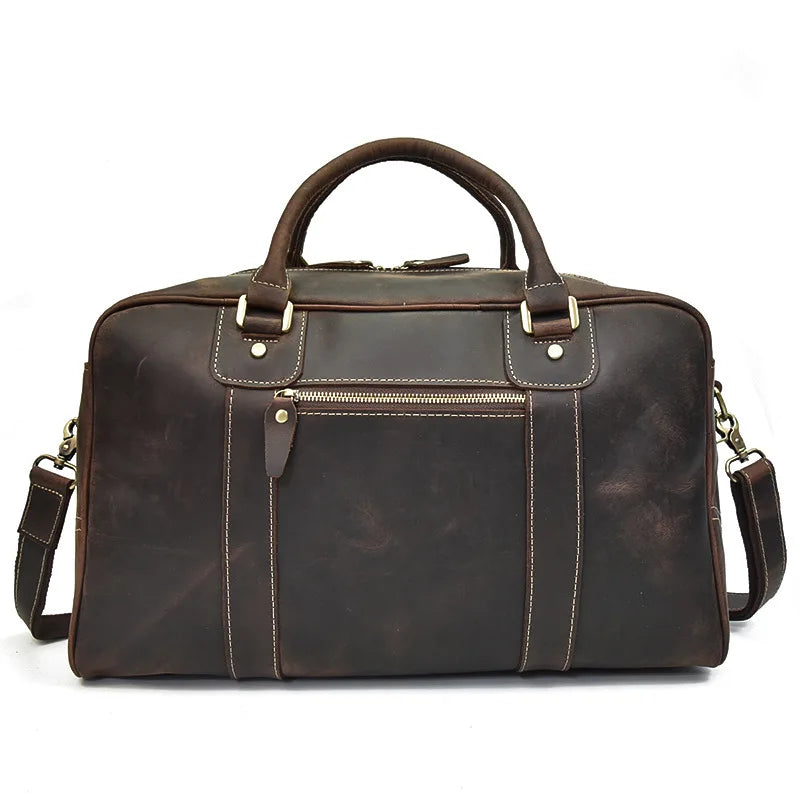 Natural Cowskin Leather Weekend Bag