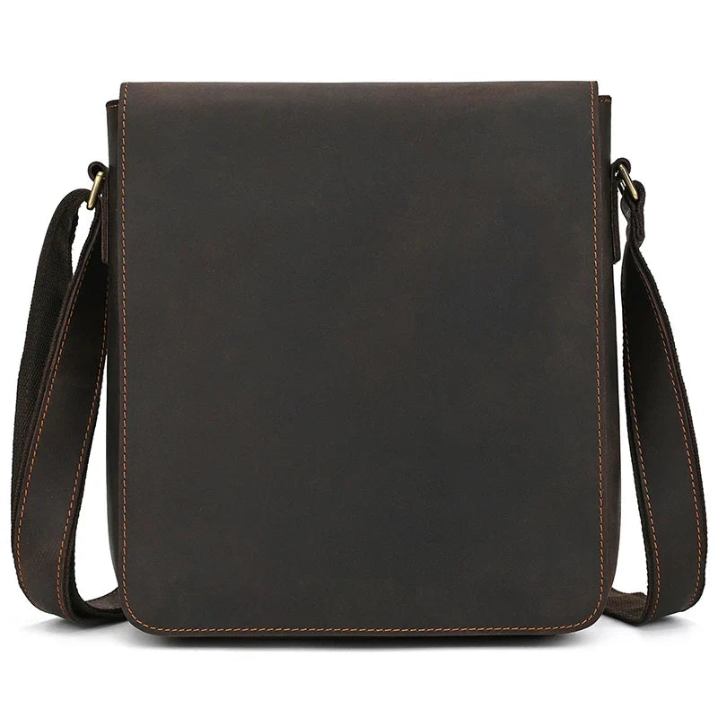 Handmade Mens Brown Leather Messenger Bag
