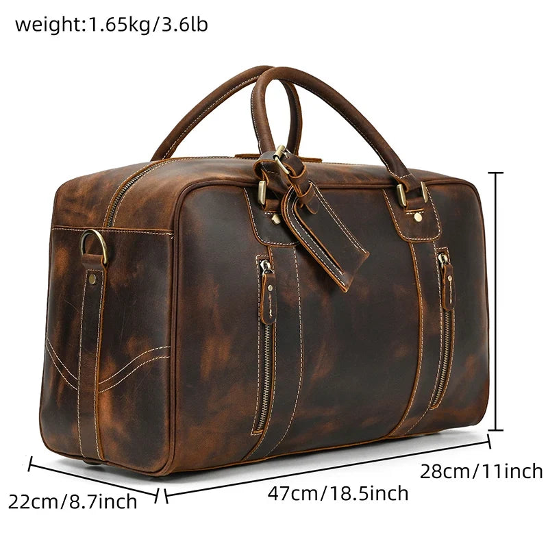 Natural Cowskin Leather Weekend Bag