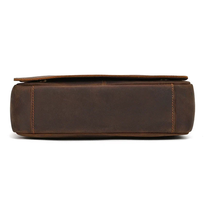 Handmade Mens Brown Leather Messenger Bag