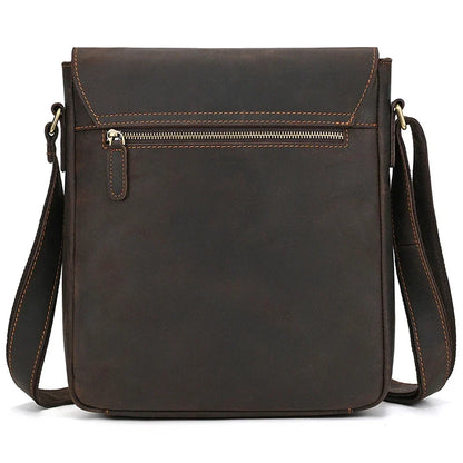 Handmade Mens Brown Leather Messenger Bag