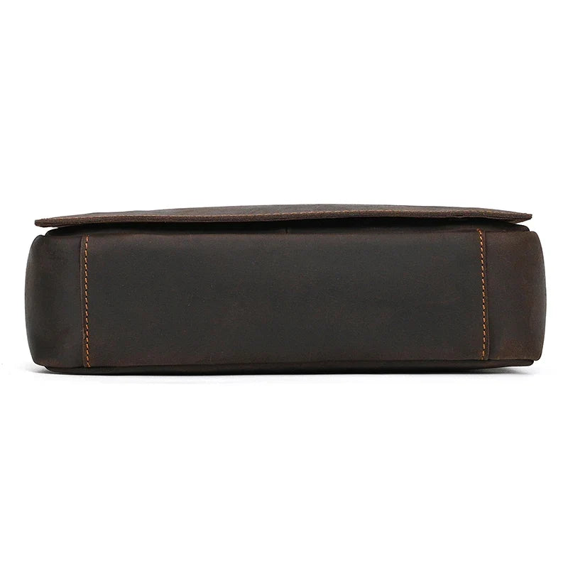 Handmade Mens Brown Leather Messenger Bag