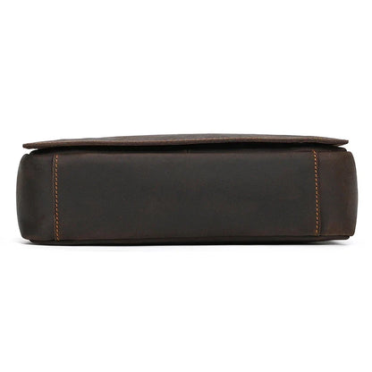 Handmade Mens Brown Leather Messenger Bag