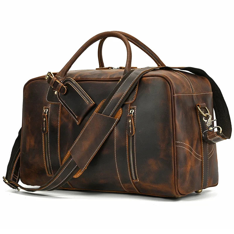 Natural Cowskin Leather Weekend Bag