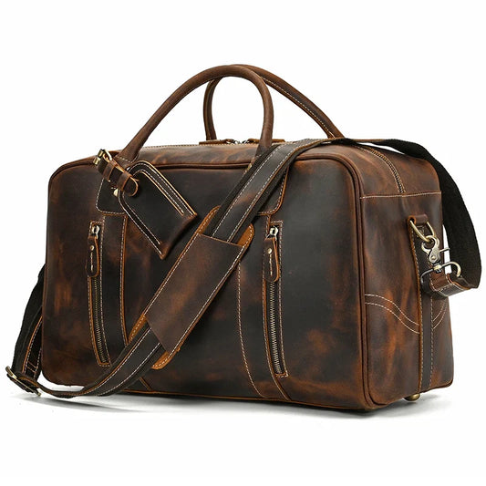 Natural Cowskin Leather Weekend Bag