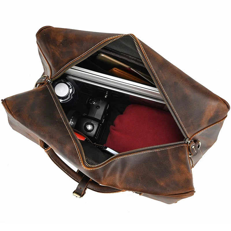 Natural Cowskin Leather Weekend Bag