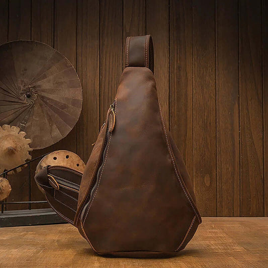 Elegant Brown Leather Crossbody Bag Fanny Pack
