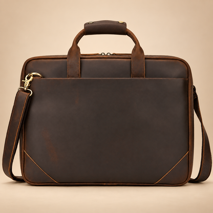 GOLIXO | Mens Leather Bag Laptop Sophisticated Briefcase Style