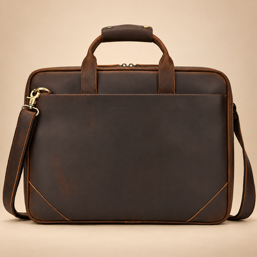 GOLIXO | Mens Leather Bag Laptop Sophisticated Briefcase Style