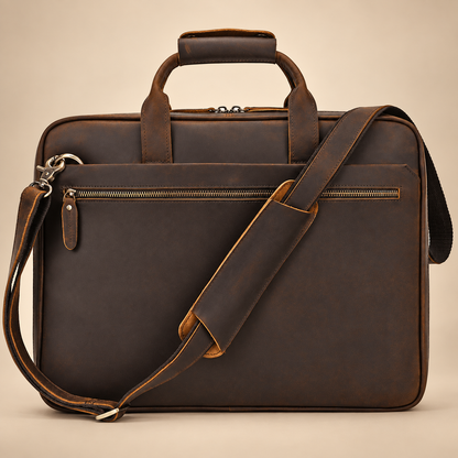 GOLIXO | Mens Leather Bag Laptop Sophisticated Briefcase Style