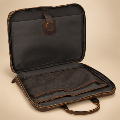 GOLIXO | Mens Leather Bag Laptop Sophisticated Briefcase Style