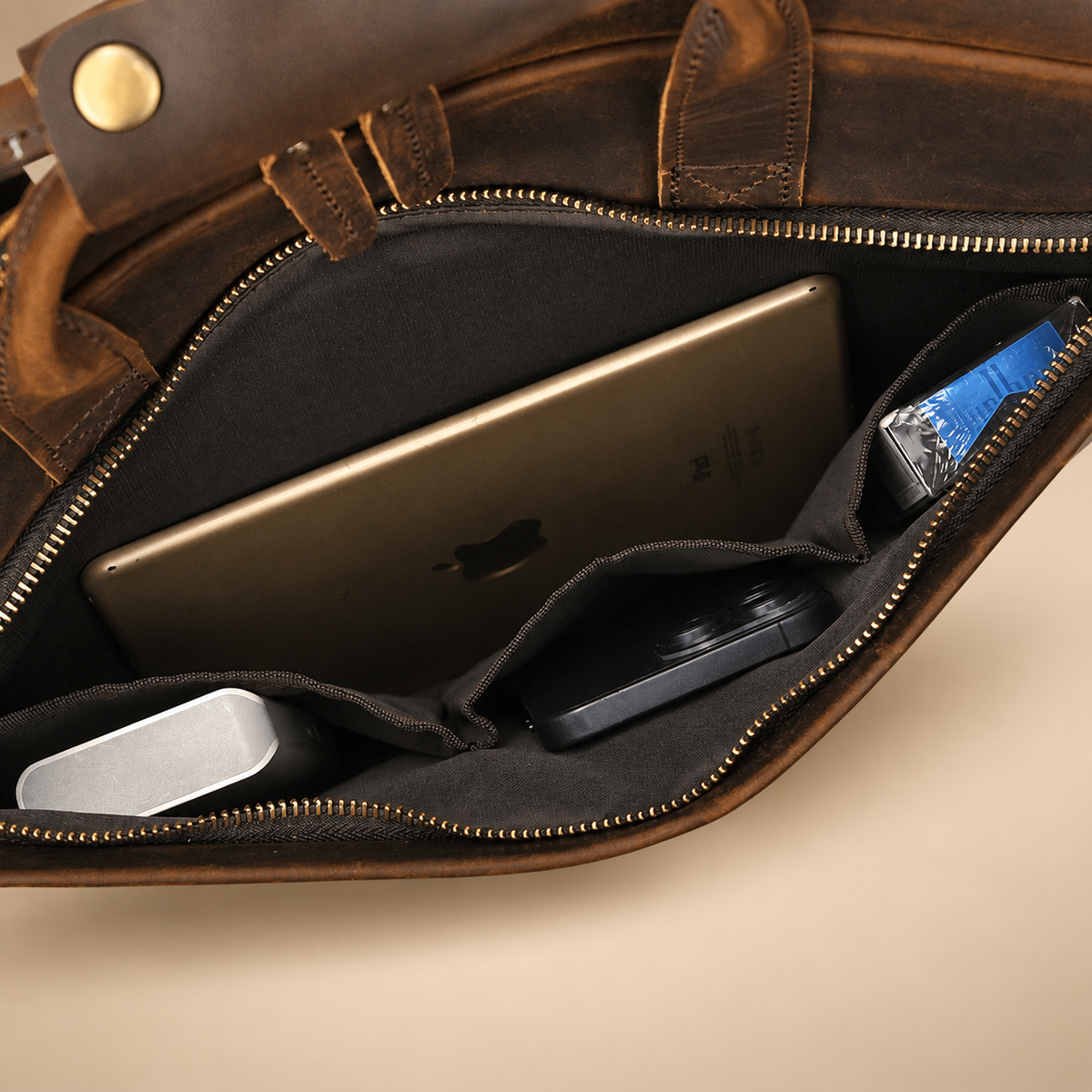GOLIXO | Mens Leather Bag Laptop Sophisticated Briefcase Style