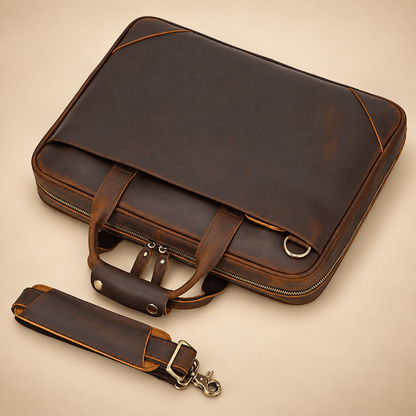 GOLIXO | Mens Leather Bag Laptop Sophisticated Briefcase Style