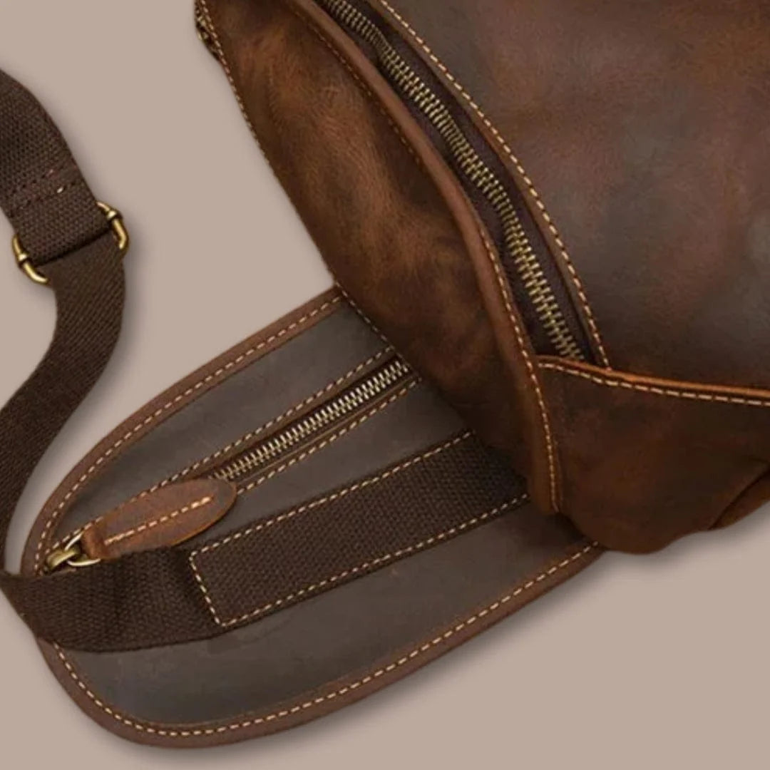 GOXILO | Elegant Brown Leather Crossbody Bag Fanny Pack