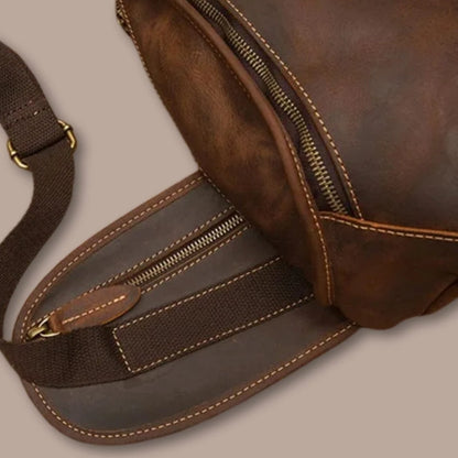 GOXILO | Elegant Brown Leather Crossbody Bag Fanny Pack